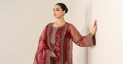 3 Piece Embroidered Organza Suit