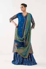 3 Piece Embroidered Raw Silk Suit