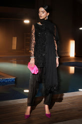 3 Piece Embroidered Net Suit - Asian Style House