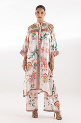 Stitched Printed Satin Shirt