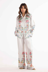 Stitched Printed Wesst Satin Shirt