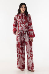 Stitched Red Printed Cord Set