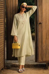 Stitched Dyed Lawn Shirt + Culotte