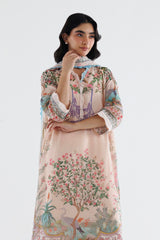 Stitched Printed Poly Silk Silk Shirt+ Dupatta