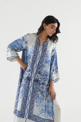 Stitched Printed Satin Shirt+ Culotte
