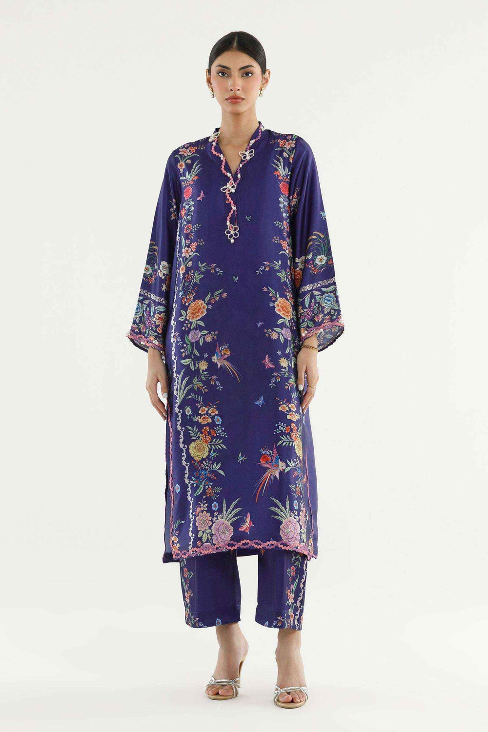 Stitched Printed Satin Shirt+ Culotte