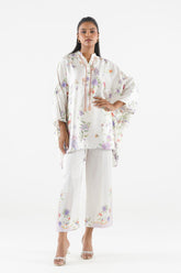 Stitched Printed Satin Shirt+ Culotte