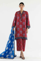 Stitched Printed Satin Suit