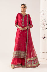 3 Piece Embroidered Raw Silk Suit - Asian Style House