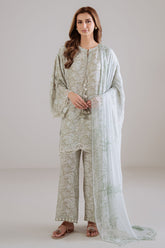 OLIVE HAZE -3PC (SHIRT, TROUSER & DUPATTA)