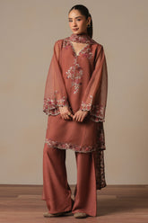 BLOOMING CLAY-3PC: Elegant Shirt, Shalwar & Dupatta Ensemble