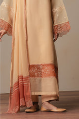LIGHT TAUPE-3PC (SHIRT, TROUSER & DUPATTA)