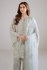 OLIVE HAZE -3PC (SHIRT, TROUSER & DUPATTA)