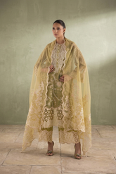 Stitched Embroidered Organza Suit