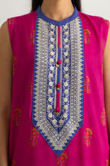 Viscose Raw Silk Printed Shirt And Gharara With Embroidered
