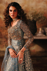 3-PC Embroidered Net STM-5-014 - BLUE