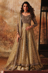 3-PC Embroidered Net STM-5-07 - Pistachio green