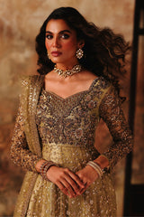 3-PC Embroidered Net STM-5-07 - Pistachio green