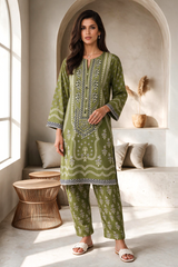 Embroidered Kurta Trouser - 2874