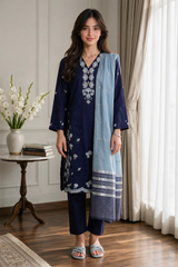 Embroidered Kurta Dupatta Trouser - 2529