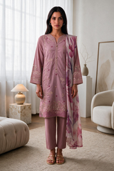 Embroidered Kurta Dupatta Trouser - 3303 - Asian Style House