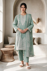 Embroidered Kurta Dupatta Trouser - 3307