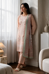 Embroidered Kurta Dupatta Trouser - 3365