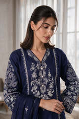 Embroidered Kurta Dupatta Trouser - 3371