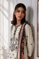 Embroidered Kurta Dupatta Trouser - 3409