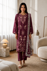 Embroidered Kurta Dupatta Trouser - 3411