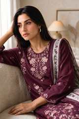 Embroidered Kurta Dupatta Trouser - 3411