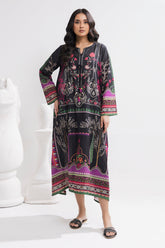 Printed Kaftaan Slub Textured Dress - 2893 - Asian Style House