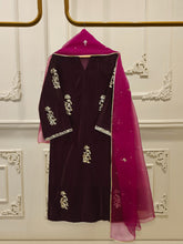 3 Piece - Embroidered Velvet Suit S112730