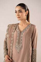 3 Piece Embroidered Raw Silk Suit
