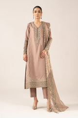 3 Piece Embroidered Raw Silk Suit