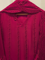 2 Piece - Pure Embroidered Cotton Net Suit S114960