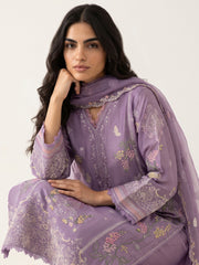 3 Piece - Embroidered Khadi Silk Suit WS00394