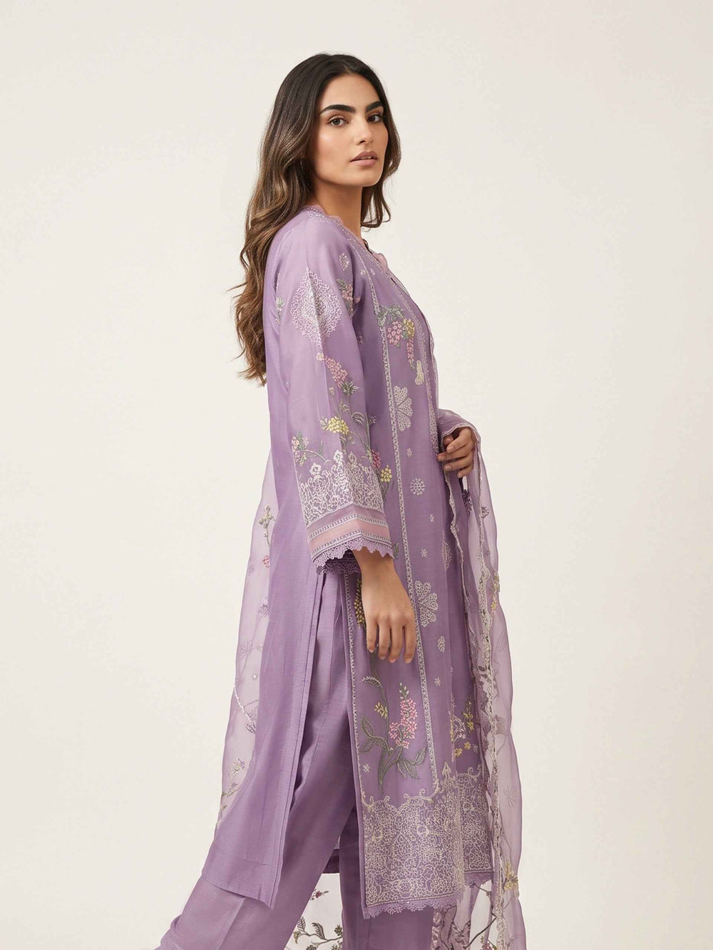 3 Piece - Embroidered Khadi Silk Suit WS00394