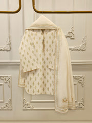 3 Piece - Hand Block Printed Kora Cotton Suit S114195