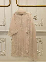 3 Piece - Pure Organza Embroidered Suit S114615