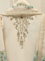 3 Piece- Pure Sheesha Silk Embroidered Suit S115372