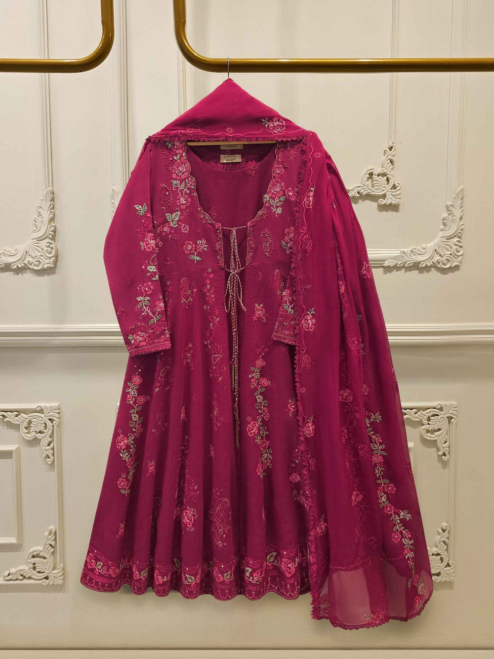 3 Piece - Embroidered Kora Silk Suit WS00412