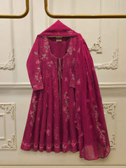3 Piece - Embroidered Kora Silk Suit WS00412