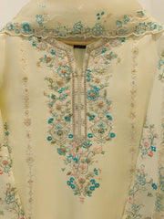 3 Piece- Pure Sheesha Silk Embroidered Suit S115406