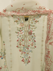 3 Piece- Pure Sheesha Silk Embroidered Suit S115407