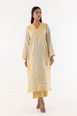Stitched Beige Embroidered Shirt