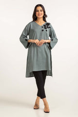 Dyed Cotton Yarn Dyed Embroidered Shirt