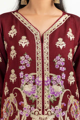 Luxury Pret Dyed Cotton Net Embroided Kurti With Inner