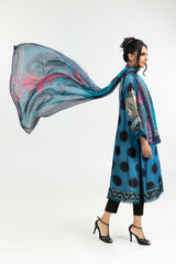 Luxury Pret Printed Poly Satin Embroidered Kurti And Dupatta