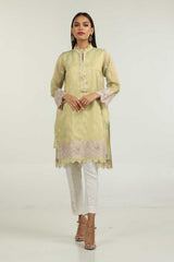 Luxury Pret Cotton Zari Slub Embroidered Shirt